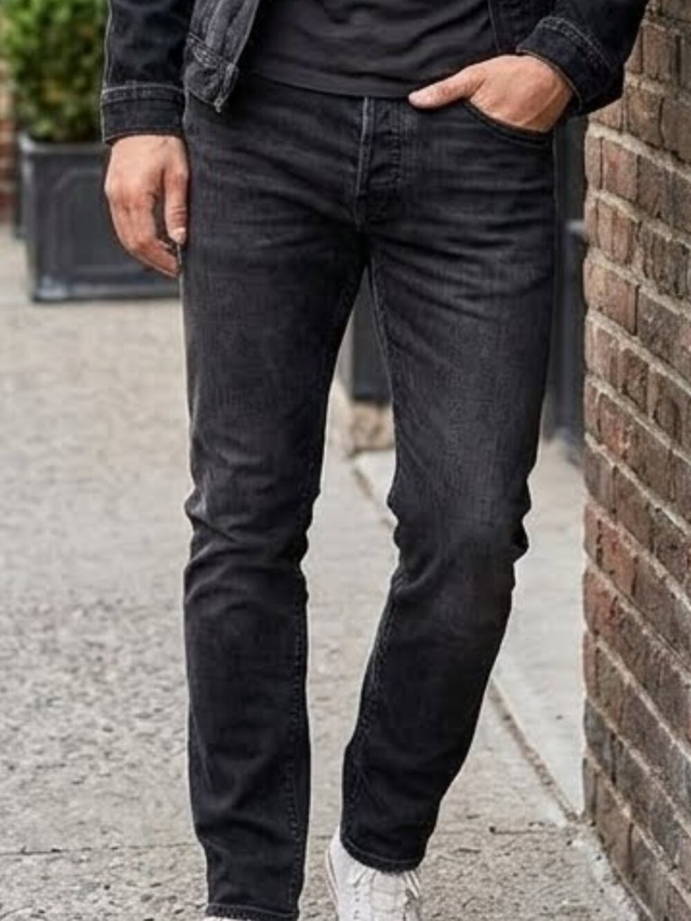 H&M Men's Slim Regular Fit Black Wash Denim Jeans Button Fly Size 31/32